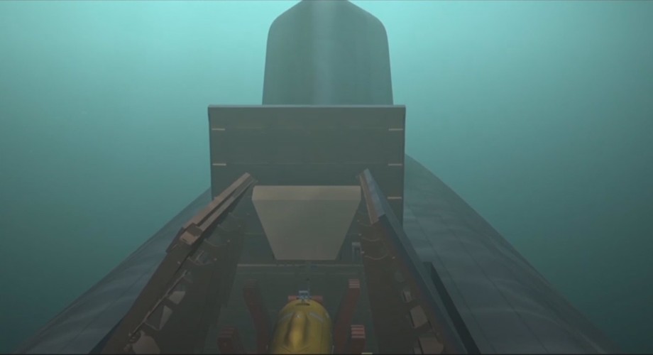 Ujęcie klatki pobrane z materiałów wideo z oficjalnej strony rosyjskiego prezydenta kremlin.ru - bezzałogową łódź podwodna z innowacyjnym silnikiem jądrowym wystrzelona z łodzi podwodnej