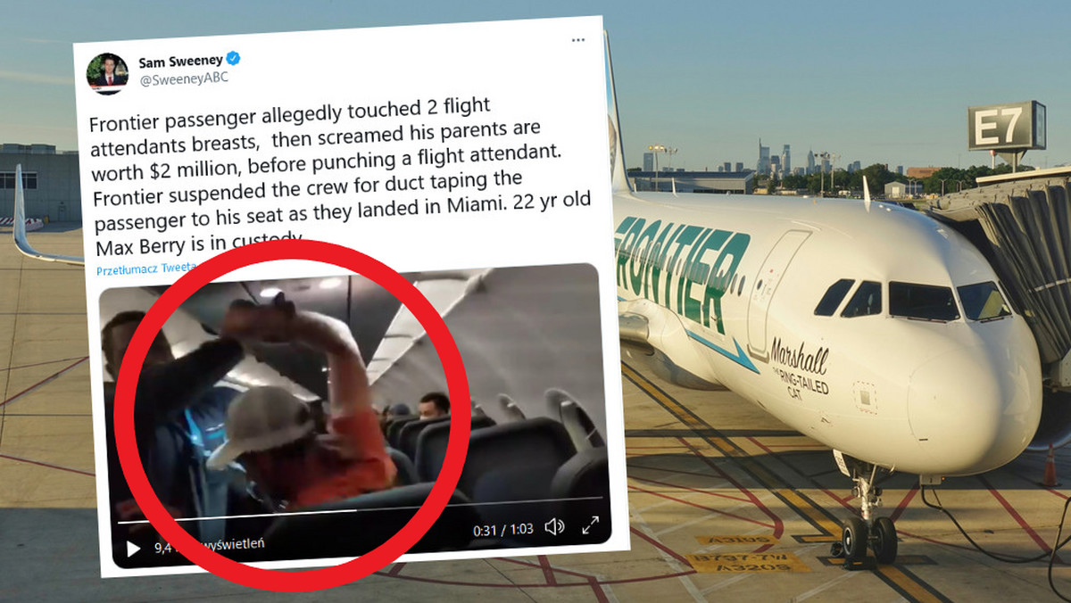 USA, Fronter Airlines: Pasażer samolotu został przyklejony taśmą do swojego siedzenia