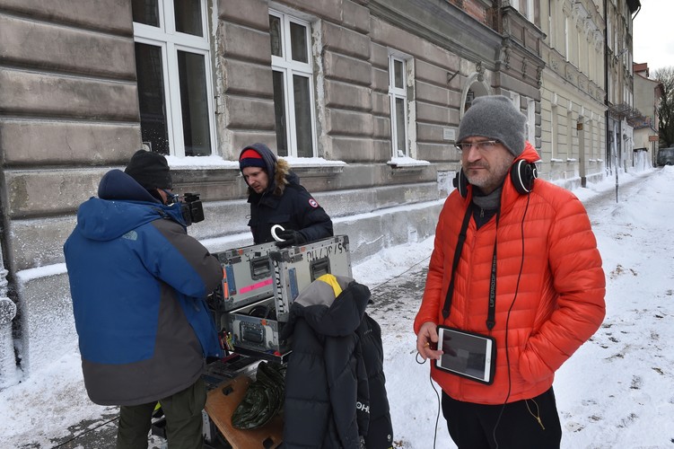 Jan Hryniak na planie filmu 'Nigdy tu już nie powrócę'
