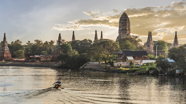 Rzeka Chao Phraya i Wat Chaiwatthanaram, Ayutthaya