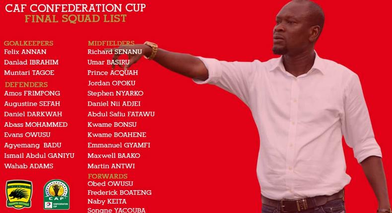 Kotoko submit final squad for CAF confederation Cup 