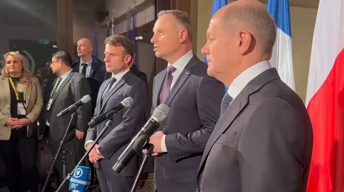 Emmanuel Macron, Andrzej Duda, Olaf Scholz