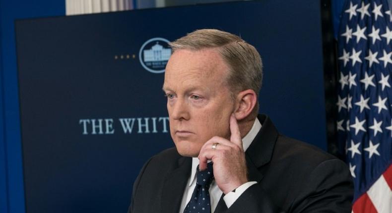 White House spokesman Sean Spicer takes questions during a press briefing at the White House in Washington, DC, on June 20, 2017