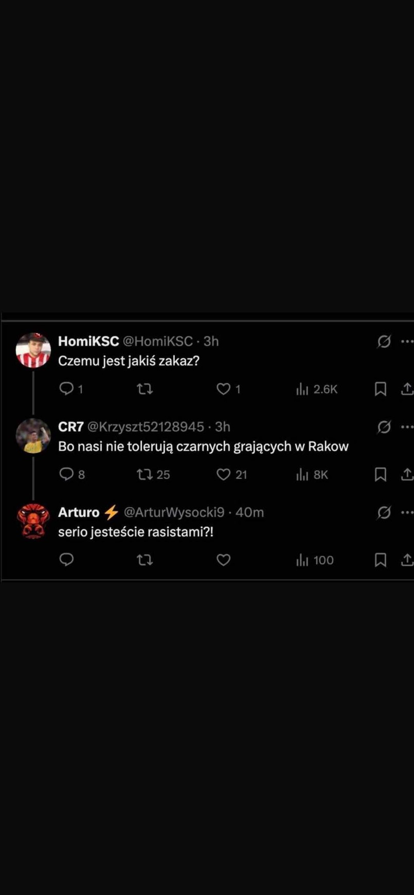 Wpisy kibiców Rakowa Częstochowa w mediach społecznościowych