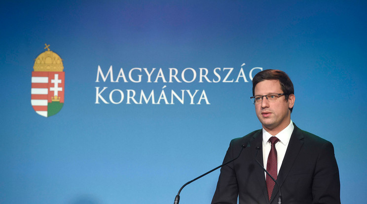 Gulyás Gergely a Kormányinfón / Fotó: MTI/Bruzák Noémi