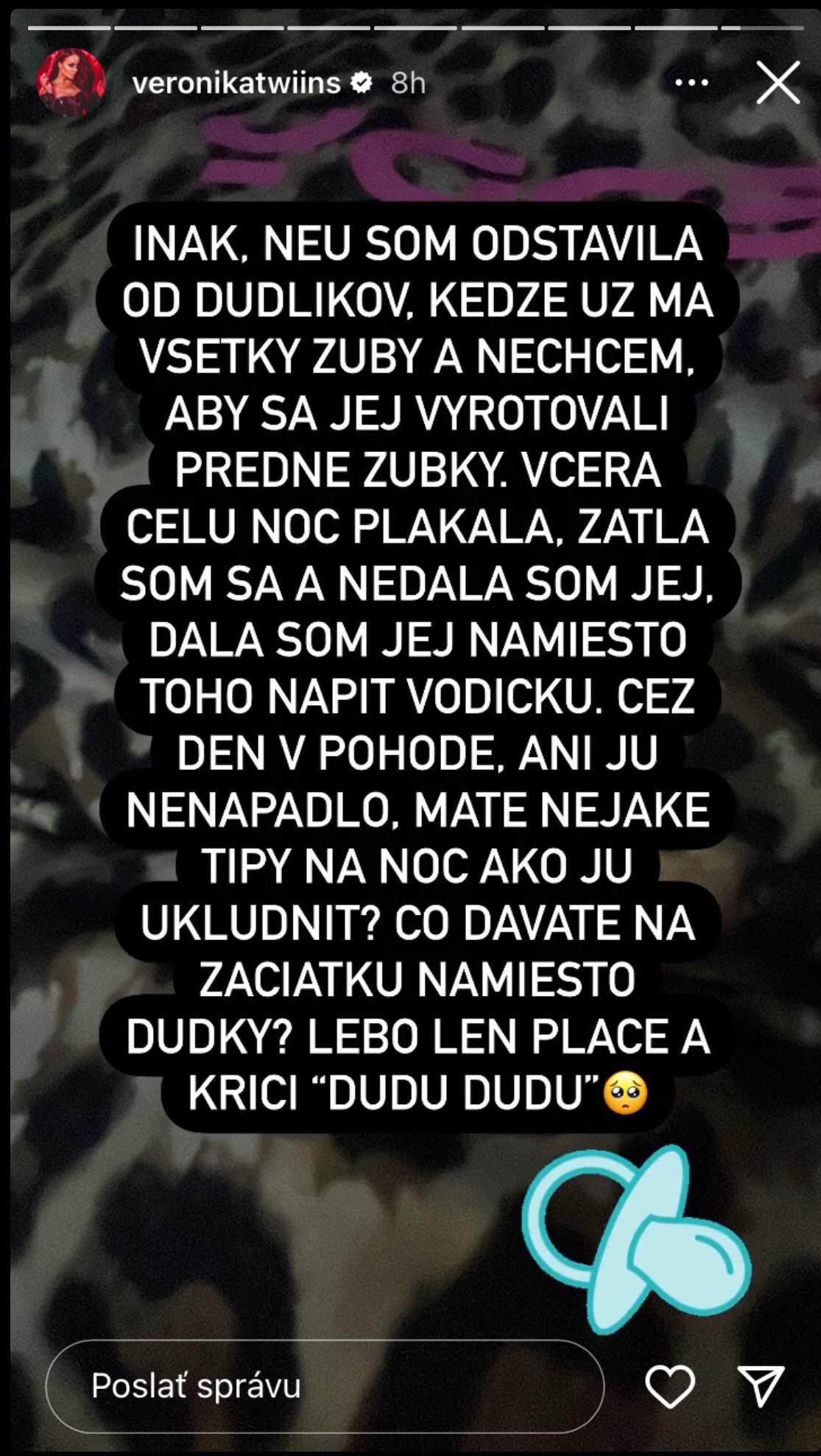 Veronika sa rozhodla odnaučiť dcérku od cumlíka.