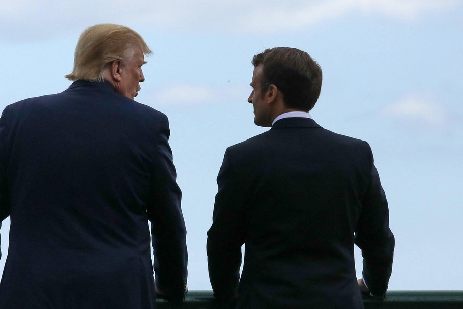 Donald Trump, prezydent USA i Emmanuel Macron, prezydent Francji. Colleville-sur-Mer, 6 czerwca 2019 r.