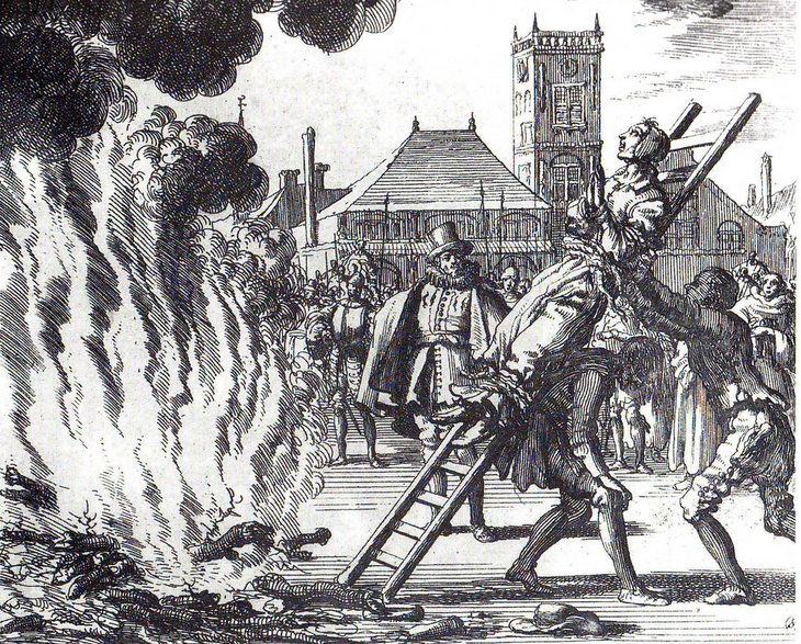 Spalenie Anneken Hendriks, oskarżonej przez Inkwizycję o herezję w 1571 r.