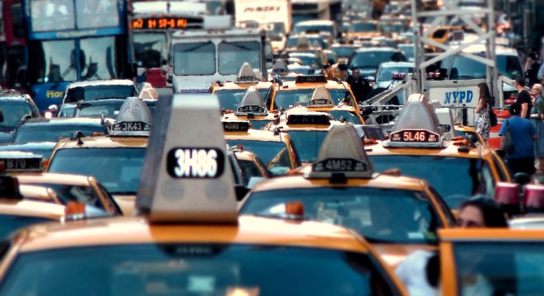 A traffic jam in Manhattan.