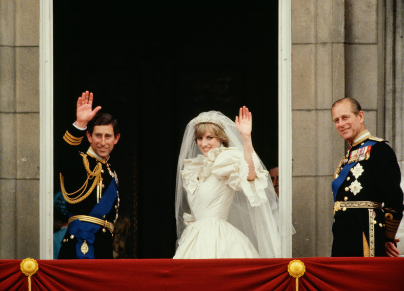 Książę Karol, księżna Diana, książę Filip