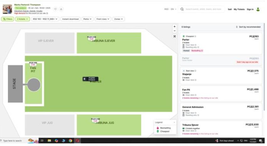 Cena karata za Tompsonov koncert