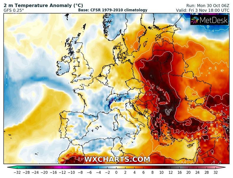 Do Europy nieustannie napływa nietypowo ciepłe powietrze