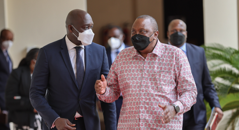 President Uhuru Kenyatta with IFC Managing Director Makhtar Diop at State House, Nairobi