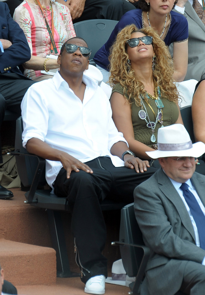 Jay-Z i Beyonce Knowles na widowni turnieju French Open