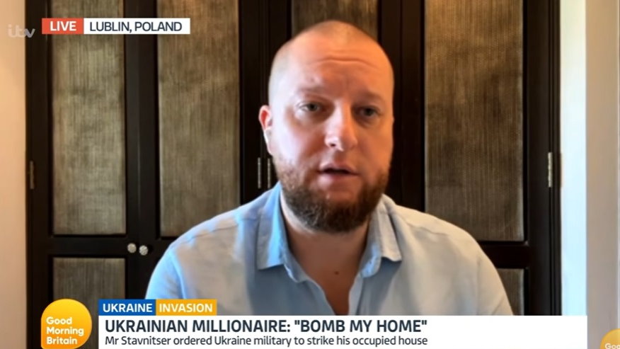 Ukraiński milioner Andrij Stawnicer w brytyjskiej telewizji opowiadał, czemu prosił o zbombardowanie własnego domu