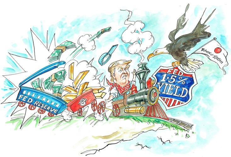 Republikanie i Demokraci walczą o większy udział populistycznych głosów w wyborach śródokresowych w 2018 roku, przy całkowitym braku dyscypliny budżetowej i reformie podatkowej, prowadzącej do ogromnego spadku dochodów, który pogłębi się wraz z pogrążeniem się USA w recesji. Słaba koniunktura gospodarcza, wyższe stopy procentowe i wyższa inflacja postawią Fed w trudnej sytuacji, jeśli chodzi o kształtowanie polityki pieniężnej. Fed stanie się kozłem ofiarnym, obarczanym za słabe wyniki gospodarki, zawirowania na rynku obligacji i pogłębiające się nierówności. Departament Skarbu nada sobie nadzwyczajne uprawnienia i zmusi bank centralny do ograniczenia rentowności obligacji rządowych do 2,5% w przypadku papierów o dłuższej zapadalności, co będzie miało zapobiec załamaniu się rynku obligacji - po raz ostatni takie działania wprowadzono bezpośrednio po II Wojnie Światowej.