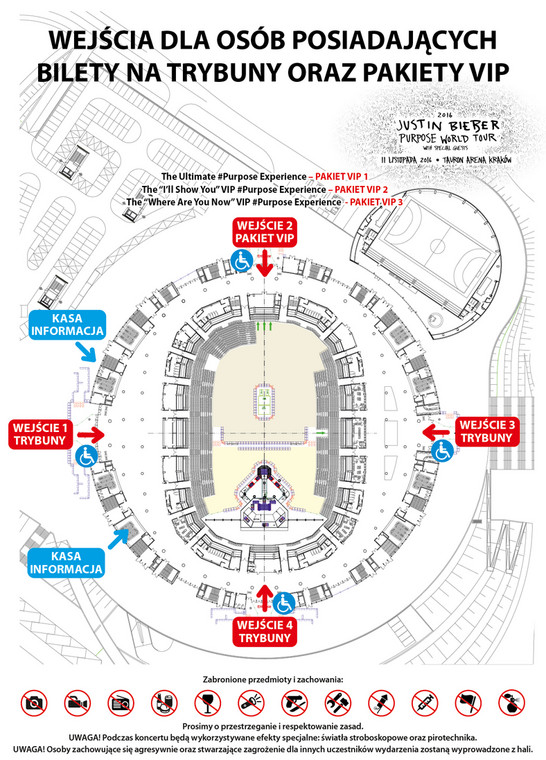 Justin Bieber w Polsce: mapa Tauron Areny