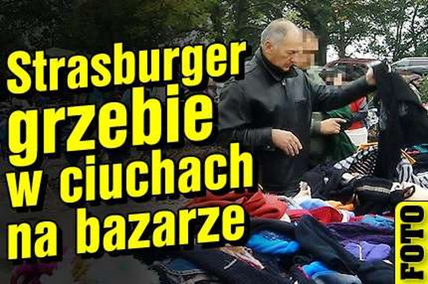 Karol Strasburger grzebie w ciuchach na bazarze