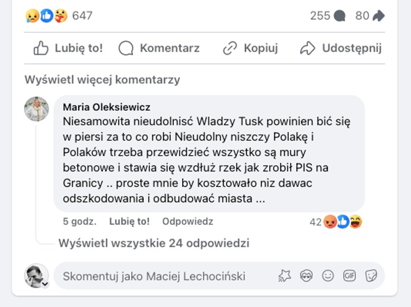 Maria Oleksiewicz skrytykowała rządy Donalda Tuska.