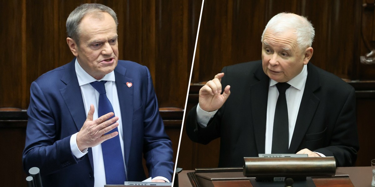 Premier Donald Tusk i prezes PiS Jarosław Kaczyński