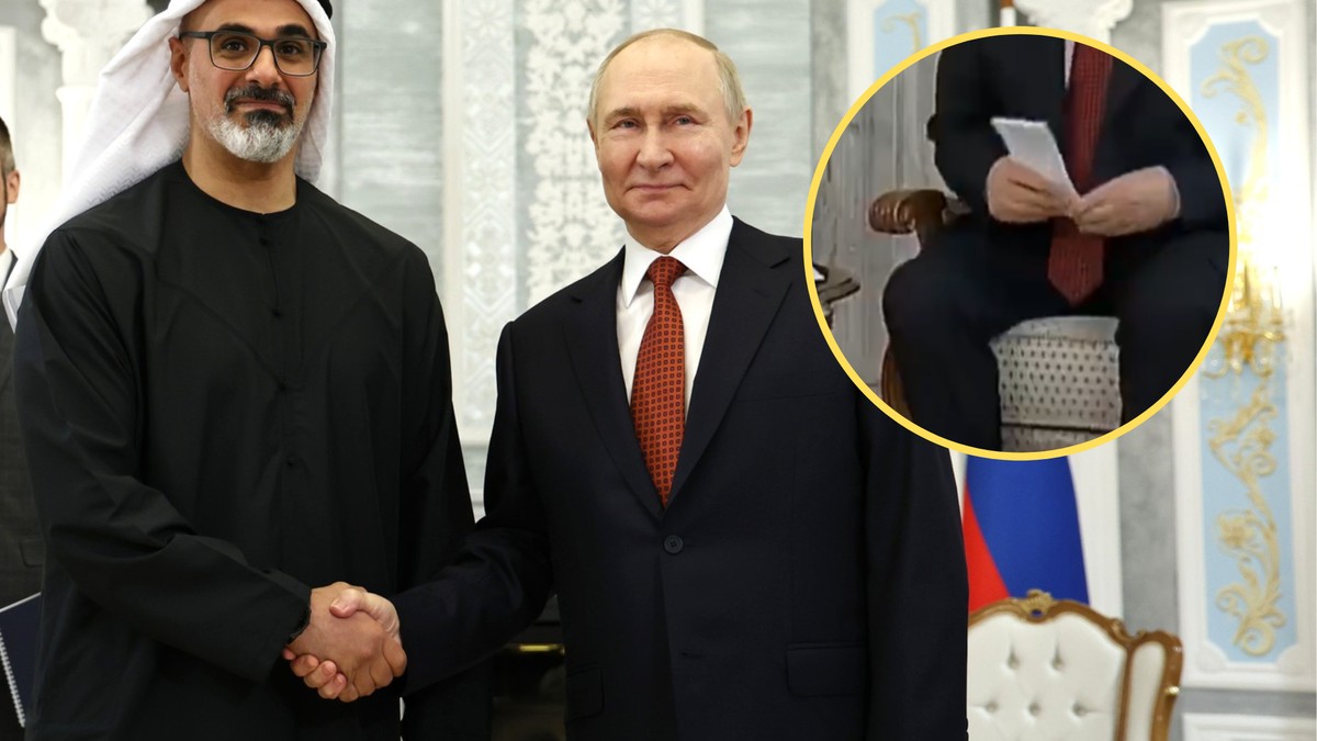 Nietypowe zachowanie Władimira Putina. Na spotkaniu z szejkiem sięgnął do marynarki