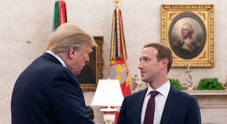 President Donald Trump and Facebook CEO Mark Zuckerberg