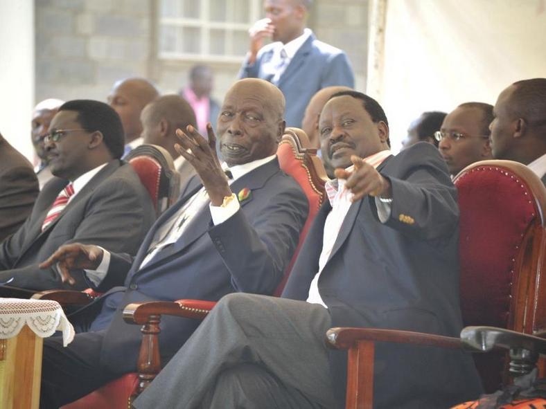 Retired President Daniel Moi and ODM leader Raila Odinga during a past function 