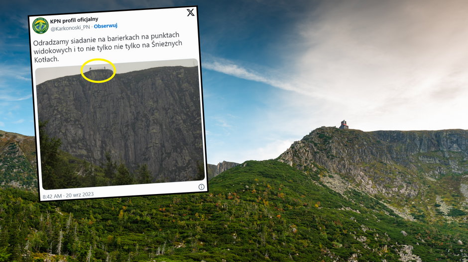 Pokazali zdjęcie turysty w górach. "Selekcja naturalna" (screen: Twitter.com/Karkonoski_PN)