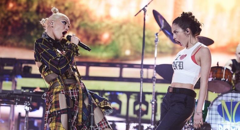 Gwen Stefani of No Doubt and Olivia Rodrigo perform at the Coachella Valley Music and Arts Festival at Empire Polo Club  in Indio, California.John Shearer/Getty Images for No Doubt