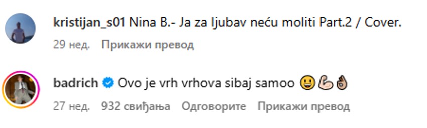 Nina Badrić komentarisala Kristijanovo pevanje