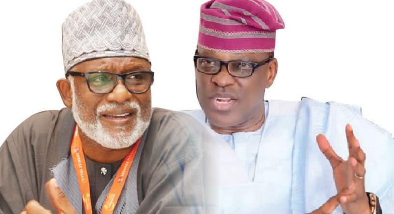 Ondo state Governor and APC candidate, Rotimi Akeredolu and his main contender, Eyitayo Jegede of the Peoples' Democratic Party. [punchng]