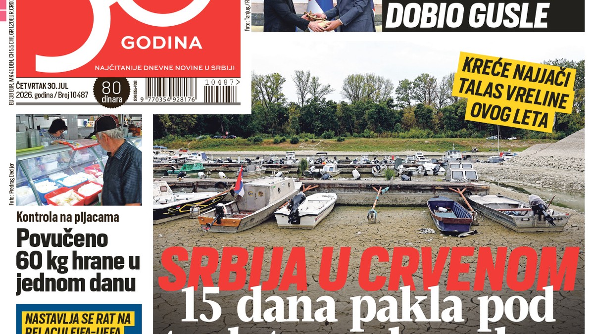 Blic naslovna strana za 30.7.