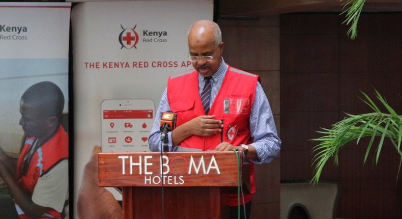 Kenya Red Cross boss Abbas Gullet speaks during the launch of the 2019 drought funds drive (Twitter)