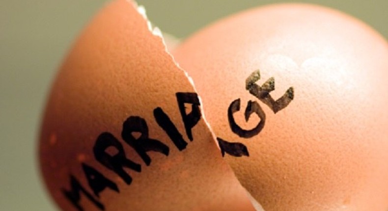 A broken marriage is compared to a broken egg