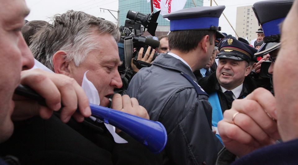 WARSZAWA KOLEJARZE PROTEST BLOKADA