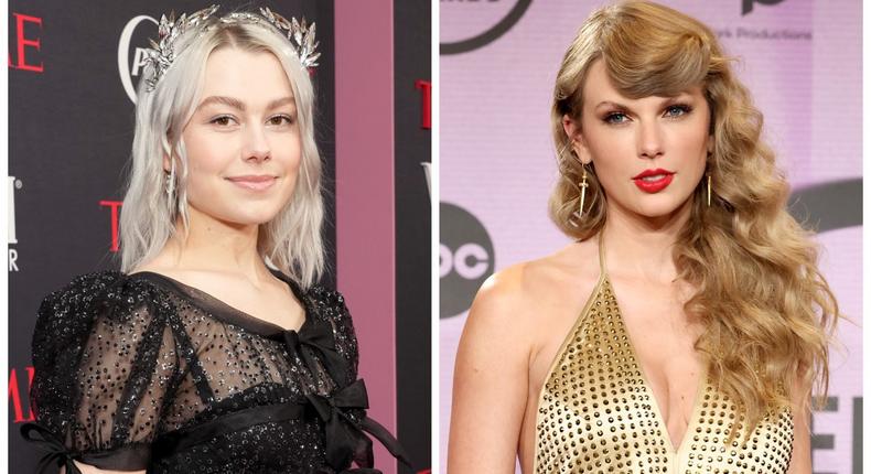 Phoebe Bridgers and Taylor Swift.Kevin Mazur/Getty Images; Amy Sussman/Getty Images