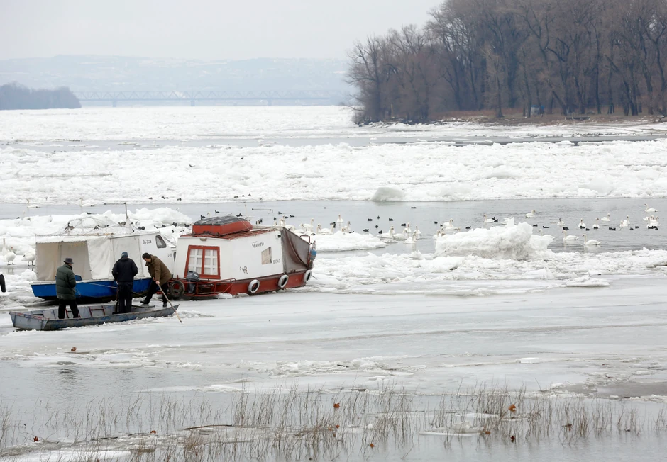 Zaleđeni čamci na Zemunskom keju 2017.