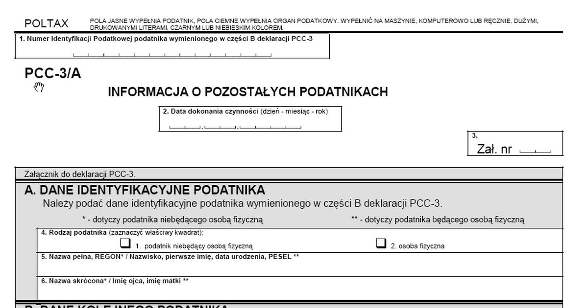 Formularz Pcc3A