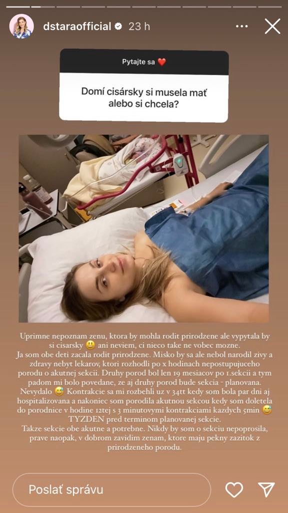 Dominika sa zverila s detailmi oboch pôrodov.