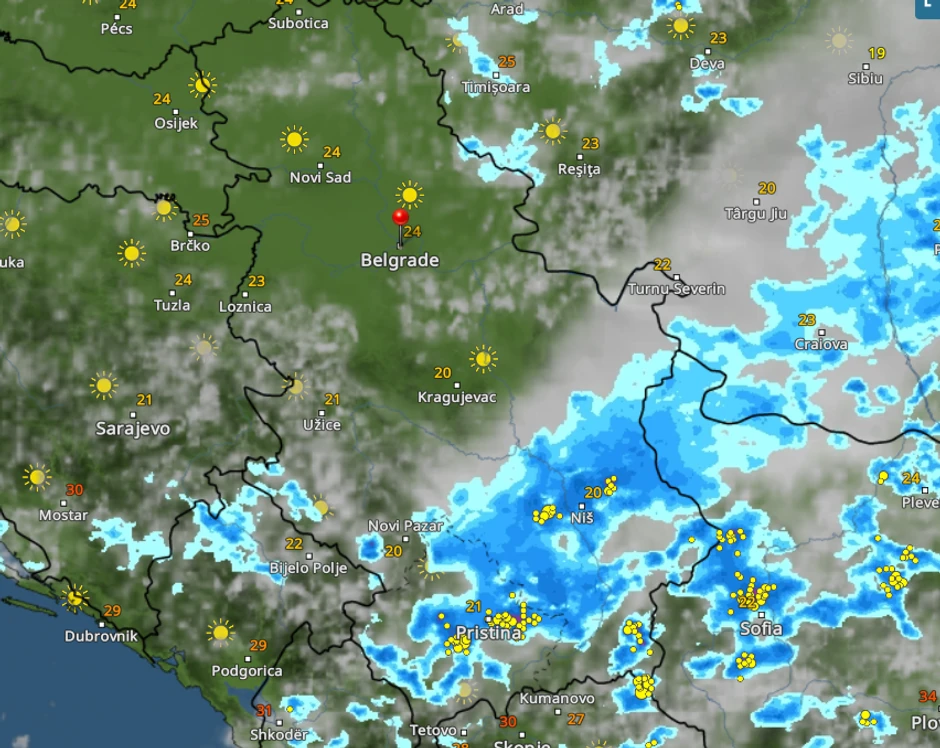 Kretanje nevremena u 17 sati