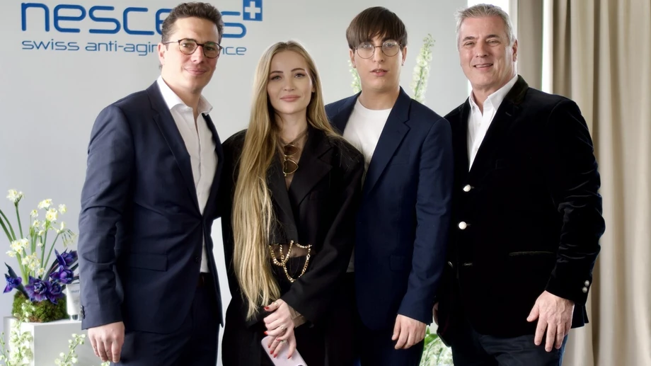 Sales Director Nescens Maxence Deloison, Owner of Osoba Beauty Concept Nina Vokhminova, Brand Manager Nescens in Poland Artur Honcharov, CEO Nescens Guillaume Vanthier