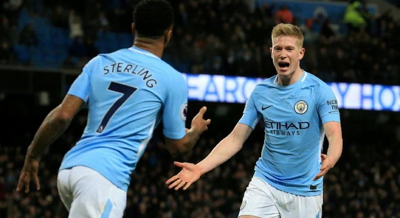 Manchester City's Champions League ban could affect the futures of star players such as Kevin De Bruyne (right) and Raheem Sterling (left)