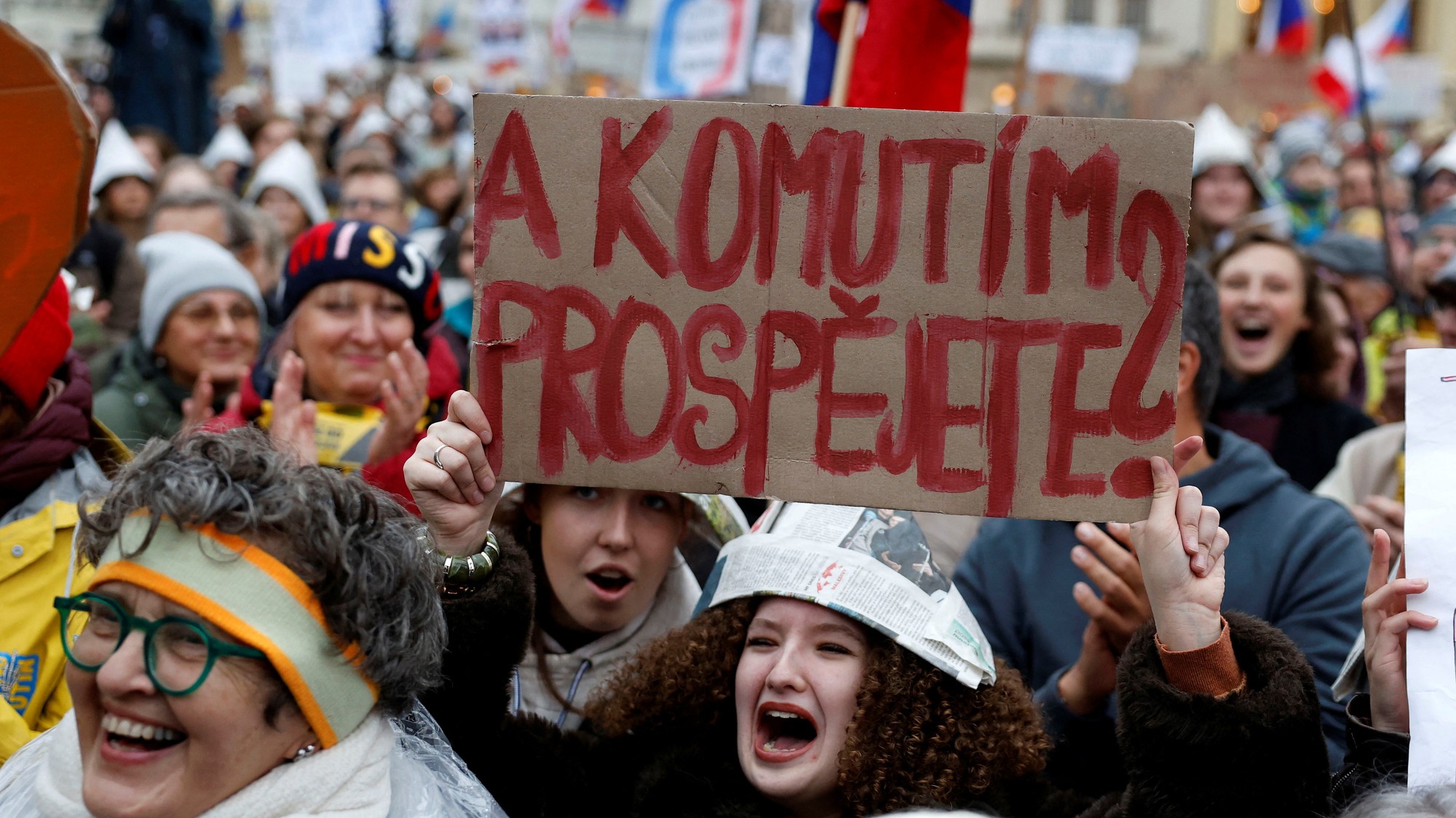 Protest na podporu verejnoprávnych médií v Prahe