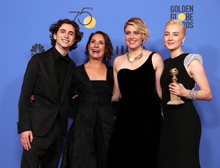 Ekipa filma "Lady Bird": Timoti Šalame, Lori Metkalf, Greta Gervig i Sirša Ronan