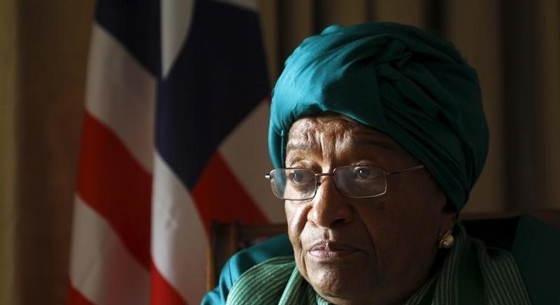 Liberia's President Ellen Johnson Sirleaf attends a Reuters interview ahead of the World Trade Organization (WTO) Summit in the capital Nairobi December 14, 2015.  REUTERS/Noor Khamis