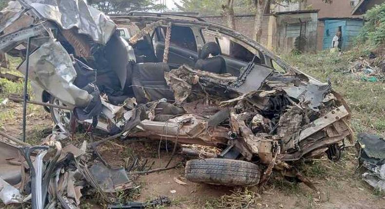 The Toyota Wish was mangled beyond all recognition 