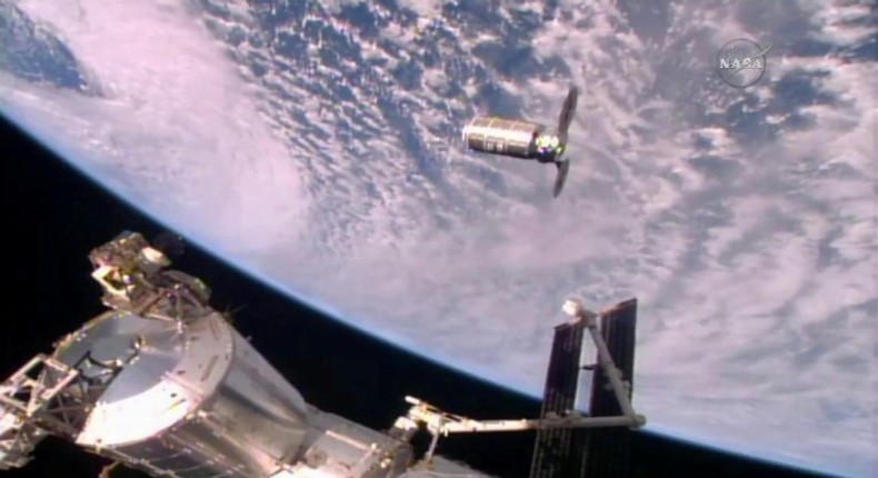 The Cygnus resupply ship slowly approaches the International Space Station in October 2016