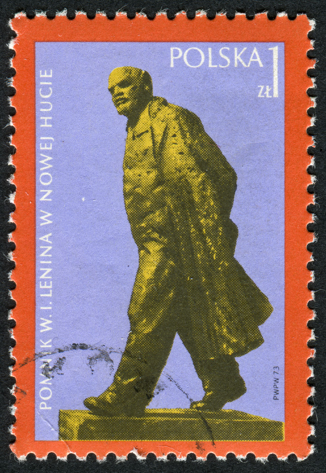 Znaczek pocztowy z nowohuckim pomnikiem Lenina