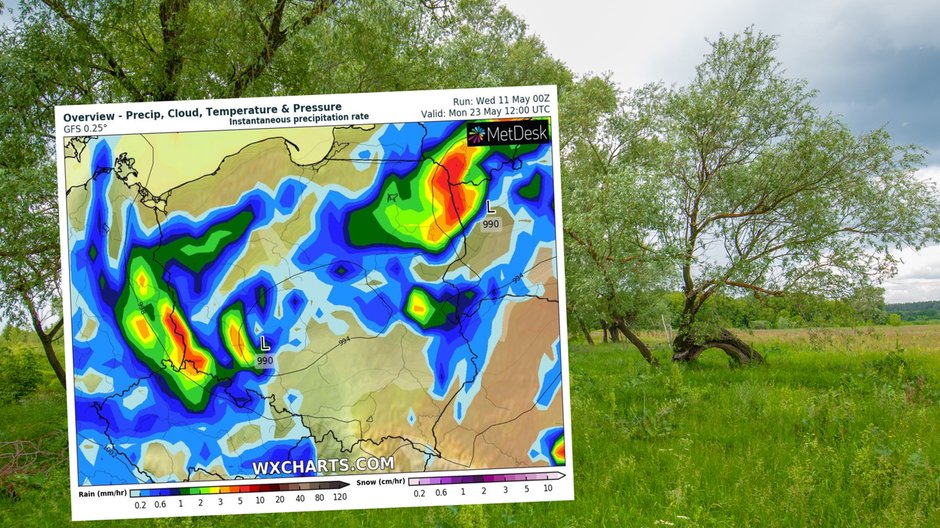 Pogoda w najbliższych dwóch tygodniach będzie zmienna (mapa: wxcharts.com)