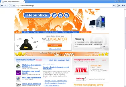 Strona główna Republiki WWW w Google Chrome.